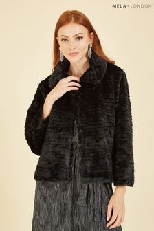 Mela Black Faux Fur Short Jacket (Q70735) | €41