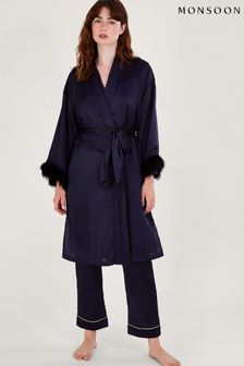 Peignoir Monsoon Fia bleu à bordure de plumes (Q70774) | €46