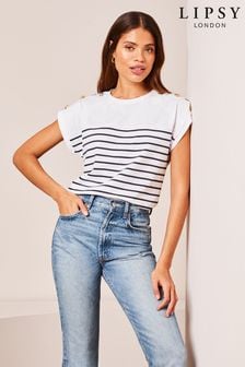 Lipsy Navy/White stripe Round Neck T-Shirt (Q70886) | 165 zł