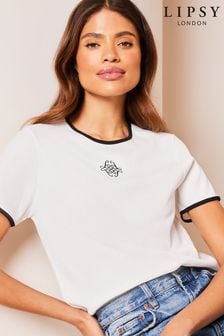 Lipsy White Logo T-Shirt (Q70887) | LEI 164