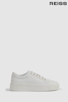 Reiss Leanne Grained Leather Platform Trainers