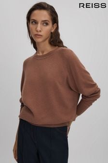 Reiss Dusty Pink Andi Oversized Wool Blend Crew Neck Jumper (Q71041) | AED706