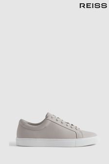 Reiss Light Grey Luca Grained Leather Trainers (Q71061) | 1,161 QAR