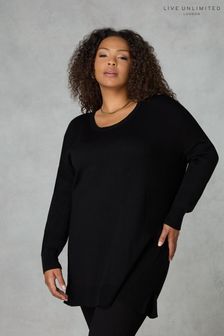 Live Unlimited Curve Knitted Black Tunic