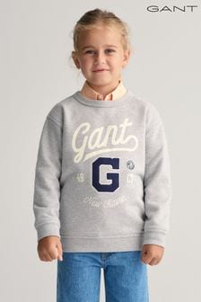Pulover Gri copii cu model grafic Tricou la baza gâtului Gant (Q71128) | 388 LEI