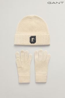 GANT Cream G Beanie and Gloves Gift Set (Q71134) | OMR47
