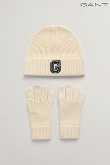 GANT Cream G Beanie and Gloves Gift Set