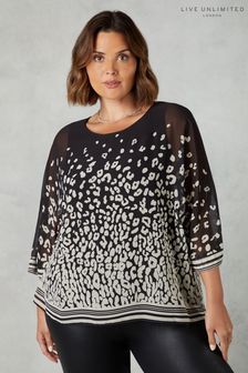 Live Unlimited Curve Top mit Chiffon-Overlay und Leopardenmuster (Q71139) | 90 €