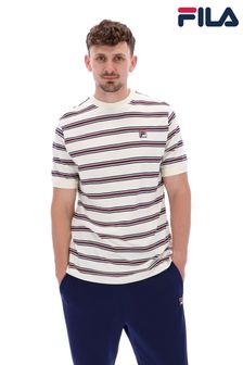 Fila White Bruno Ringer T-Shirt With Yarn Dye Heritage Stripe (Q71162) | SGD 58