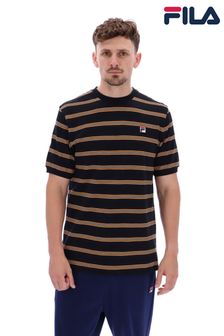 Fila Black Bruno Ringer T-Shirt With Yarn Dye Heritage Stripe (Q71183) | €34