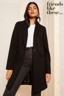 Friends Like These Black Petite Twill Tailored Single Button Coat (Q71215) | kr1 370