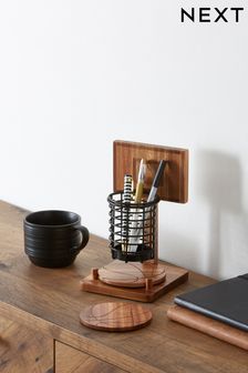 Brown Basketball Pen Pot and Coasters (Q71258) | kr260