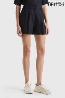 Czarny - Benetton Linen Shorts (Q71545) | 315 zł