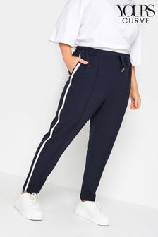 Yours Curve Blue Side Stripe Joggers Trousers (Q71560) | $59