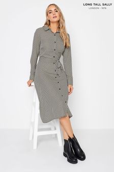 Long Tall Sally Grey Black Stripe Stripe Print Midi Shirt Dress (Q71577) | OMR18