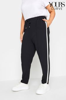Negru - Dungă Pantaloni de sport Pantaloni laterală Yours Curve (Q71580) | 161 LEI