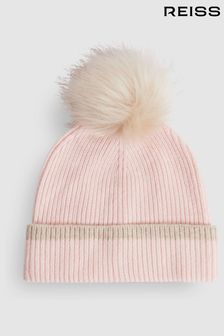 Reiss Pink Hattie Wool Ribbed Pom-Pom Hat (Q71627) | €20