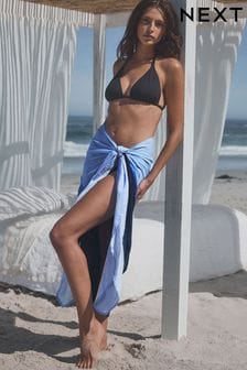 Blue Ombre Sarong Beach 100% Cotton Skirt Cover-Up (Q71666) | $36