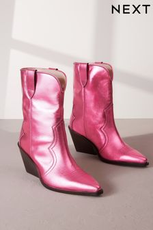 Pink Metallic Signature Leather Forever Comfort® Western Cowboy Boots (Q71683) | 126 €