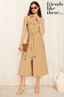 Rosa nude - Friends Like These Sleeveless Utility Dress With Pocket Detail (Q71713) | 69 €