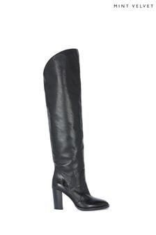Mint Velvet Black Leather Long Boots (Q71733) | €143