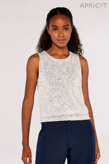 Apricot All-Over Sequin Shell Top