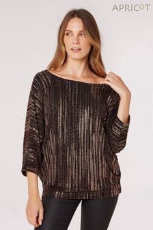 Apricot Brown Sparkle V-Back Batwing Top (Q71803) | NT$1,400