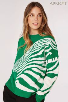 綠色 - Apricot毛絨斑馬紋樣寬大風格套衫 (Q71811) | NT$1,870