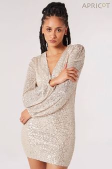 Apricot Natural Sequin X-Over Bodycon Dress (Q71861) | €51