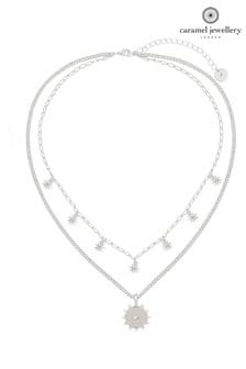 Caramel Jewellery London Silver Tone Solar Layered Quartz Charm Necklace (Q71885) | ₪ 141