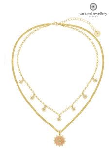 Collar de varias hileras en tono dorado con charm de cuarzo 'solar' de Caramel Jewellery London (Q71944) | 40 €