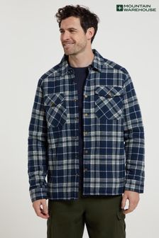 Mountain Warehouse Blue Mens Pinn Borg Lined Flannel Shirt (Q71995) | €82