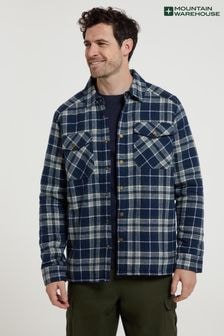 Mountain Warehouse Blue Mens Pinn Borg Lined Flannel 100% Cotton Shirt (Q71995) | $110