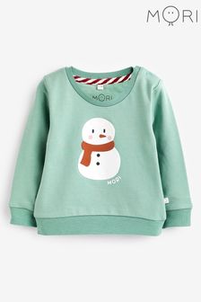 Mori Green Snowman Sustainable Cosy Christmas Sweatshirt Jumper (Q72072) | €15.50