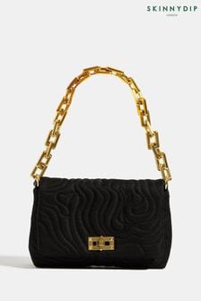 Skinnydip Farah Swirl Quilt Shoulder Black Bag (Q72248) | HK$288