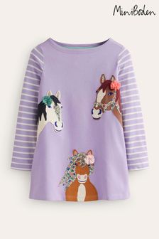 Boden Purple Horse Appliqué Jersey Tunic (Q72395) | Kč990 - Kč1,150