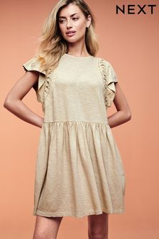 Crochet Trim Short Sleeve Mini Dress