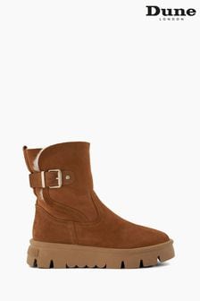 Dune London Brown Pheebs Faux Fur Lined Buckle Boots (Q72499) | €79