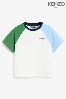KENZO KIDS Cream Logo Short Sleeved Colourblock T-Shirt (Q72559) | ₪ 339