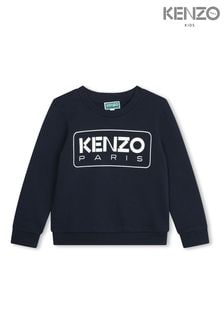KENZO KIDS Blue Paris Logo Crew Sweatshirt (Q72601) | ￥17,830