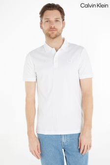 Calvin Klein White Slim Essential Smooth Cotton Polo Shirt (Q72642) | €91
