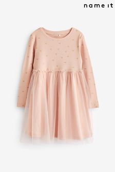 Name It Pink Printed Jersey And Mesh Skater Dress (Q72684) | 128 SAR
