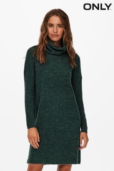 ONLY Green Roll Neck Knitted Jumper Dress (Q72685) | kr590