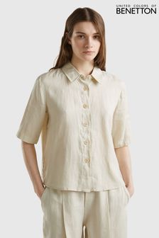 أبيض - قميص كتان من Benetton (Q72825) | 319 ر.س
