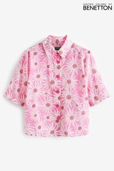 قميص قطن لون وردي طباعة زهور من Benetton (Q72884) | 230 ر.س