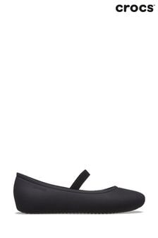 Crocs Brooklyn Mary Jane Kids Flat Black Shoes (Q72887) | $40