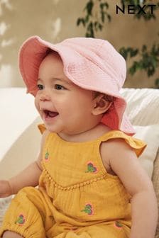 Rosa - Baby Mütze mit breiter Krempe und Falten (0 Monate bis 2 Jahre) (Q72958) | 11 €