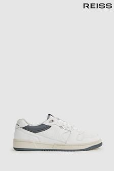 Reiss White Astor Leather Lace-Up Trainers (Q73023) | KRW378,000