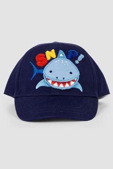 JoJo Maman Bébé Navy Shark Appliqué Cap (Q73089) | €25