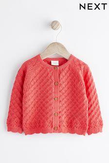 Red - Baby Pointelle Knitted Cardigan (0mths-2yrs) (Q73142) | kr210 - kr250